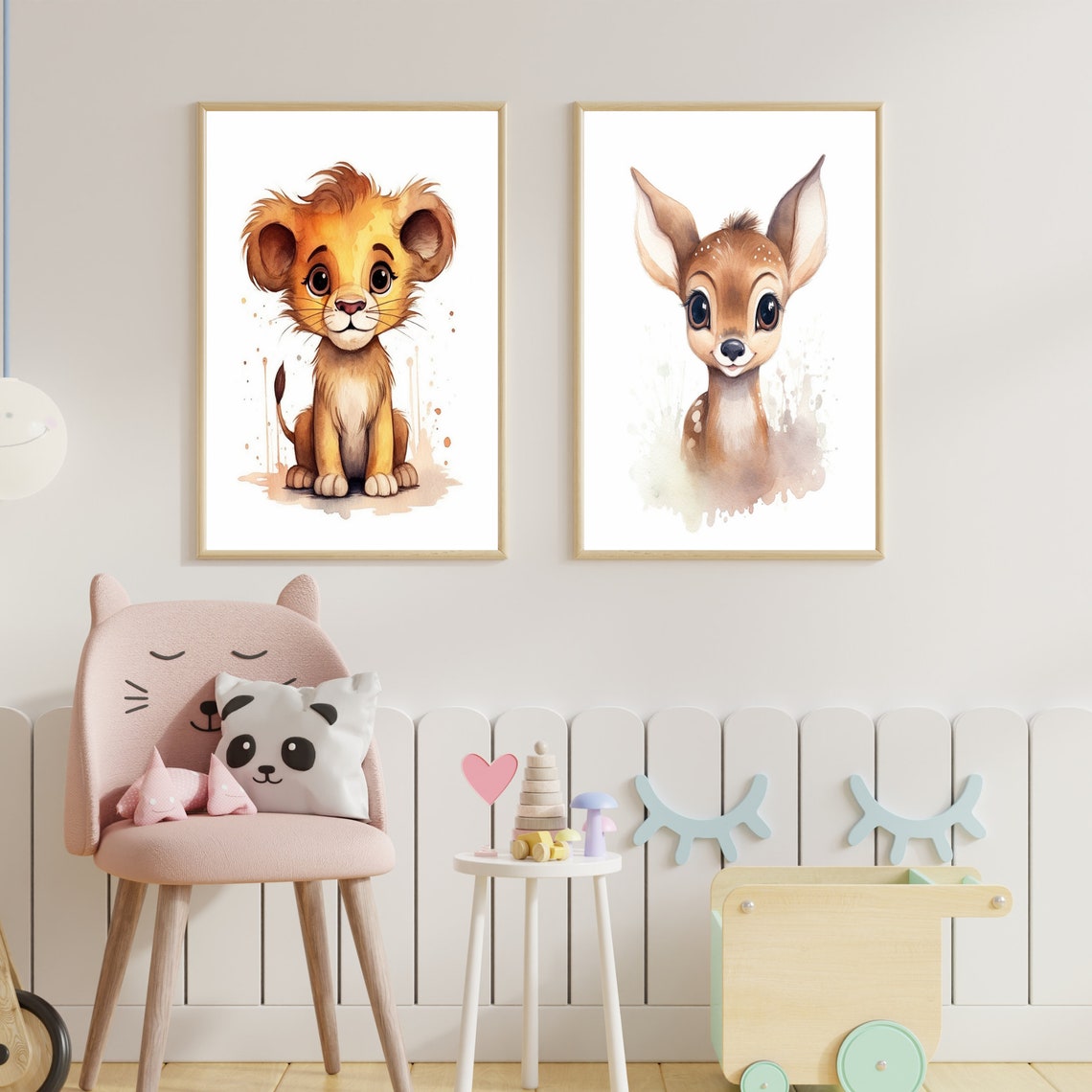 Sweet Baby Lion Cub Watercolor Safari Theme Nursery Art Poster - Image 3