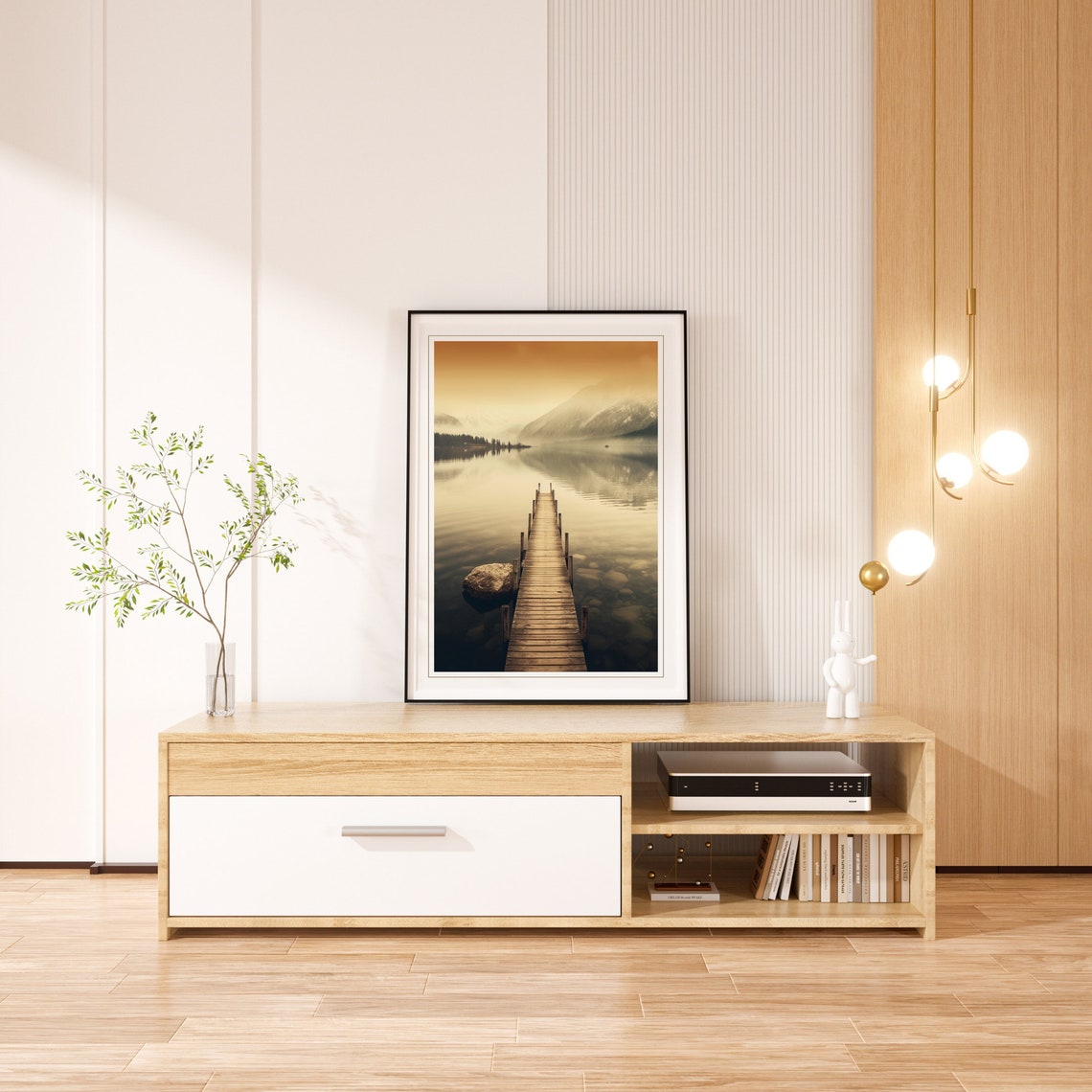 Serene Wooden Pier Into Misty Mountain Lake Calm Dawn Poster - Image 4