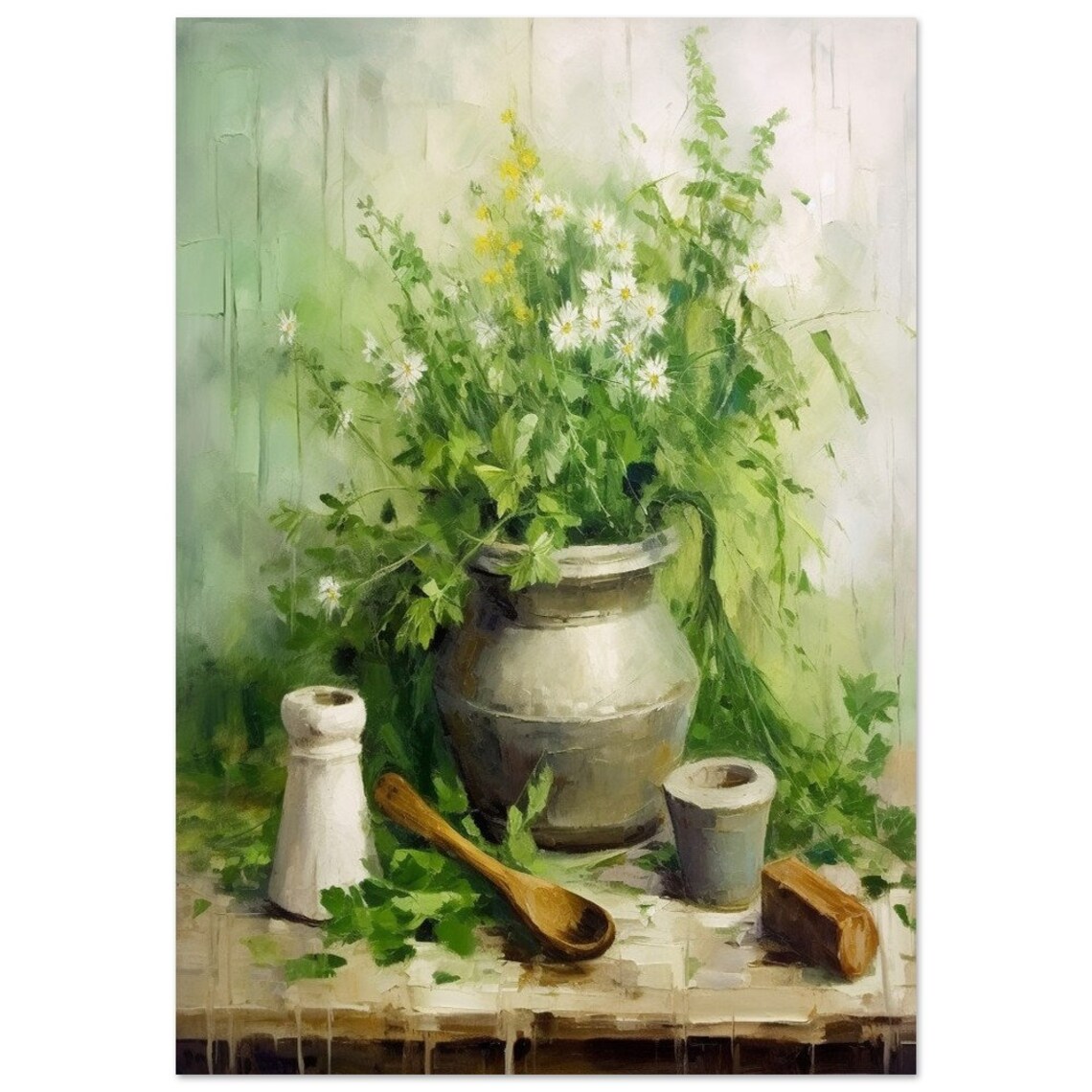 Kitchen Watercolor Herbs Poster, Botanical Wall Art Print - Image 2