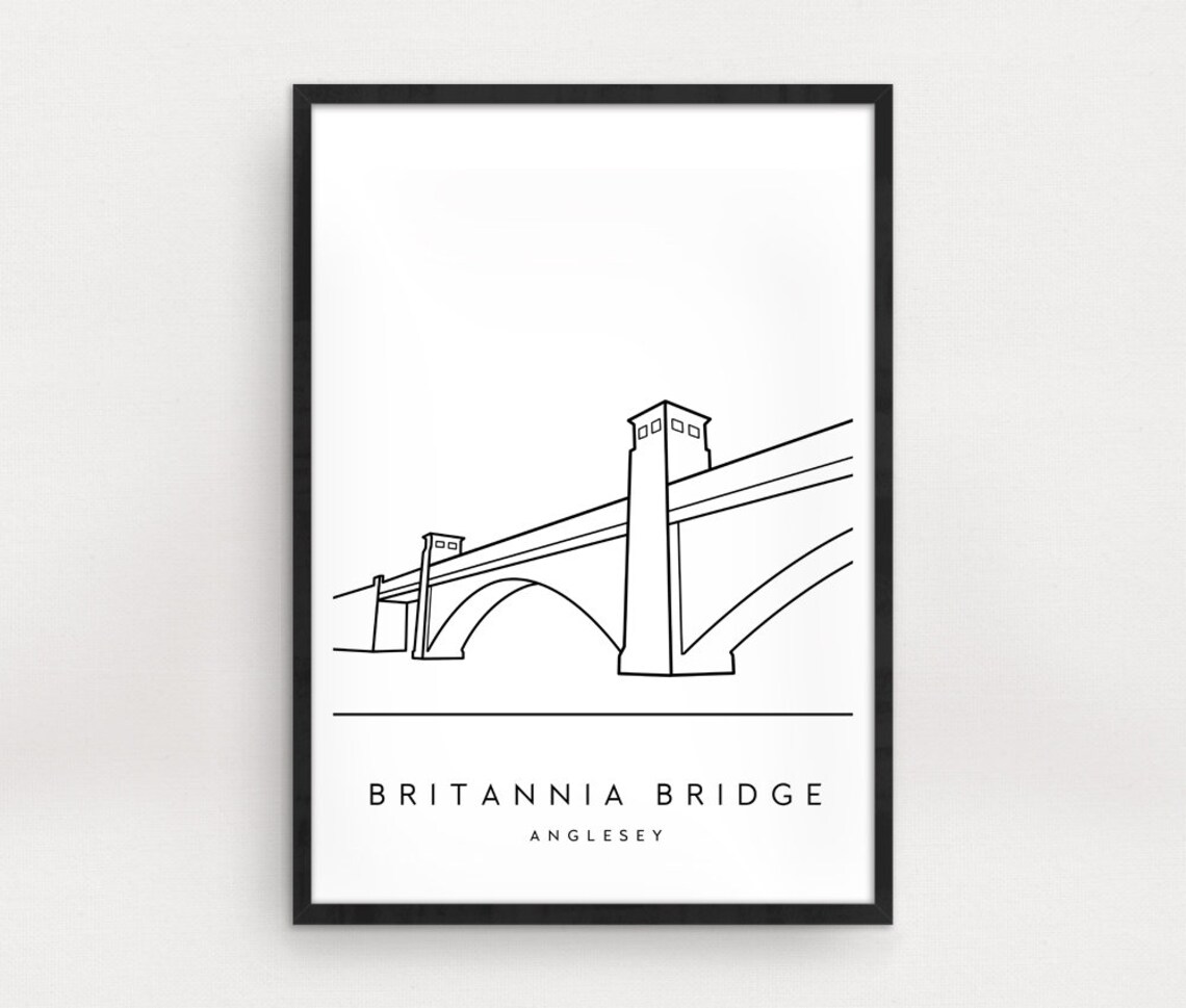 Britannia Bridge, Anglesey Wales Travel Poster - Image 2