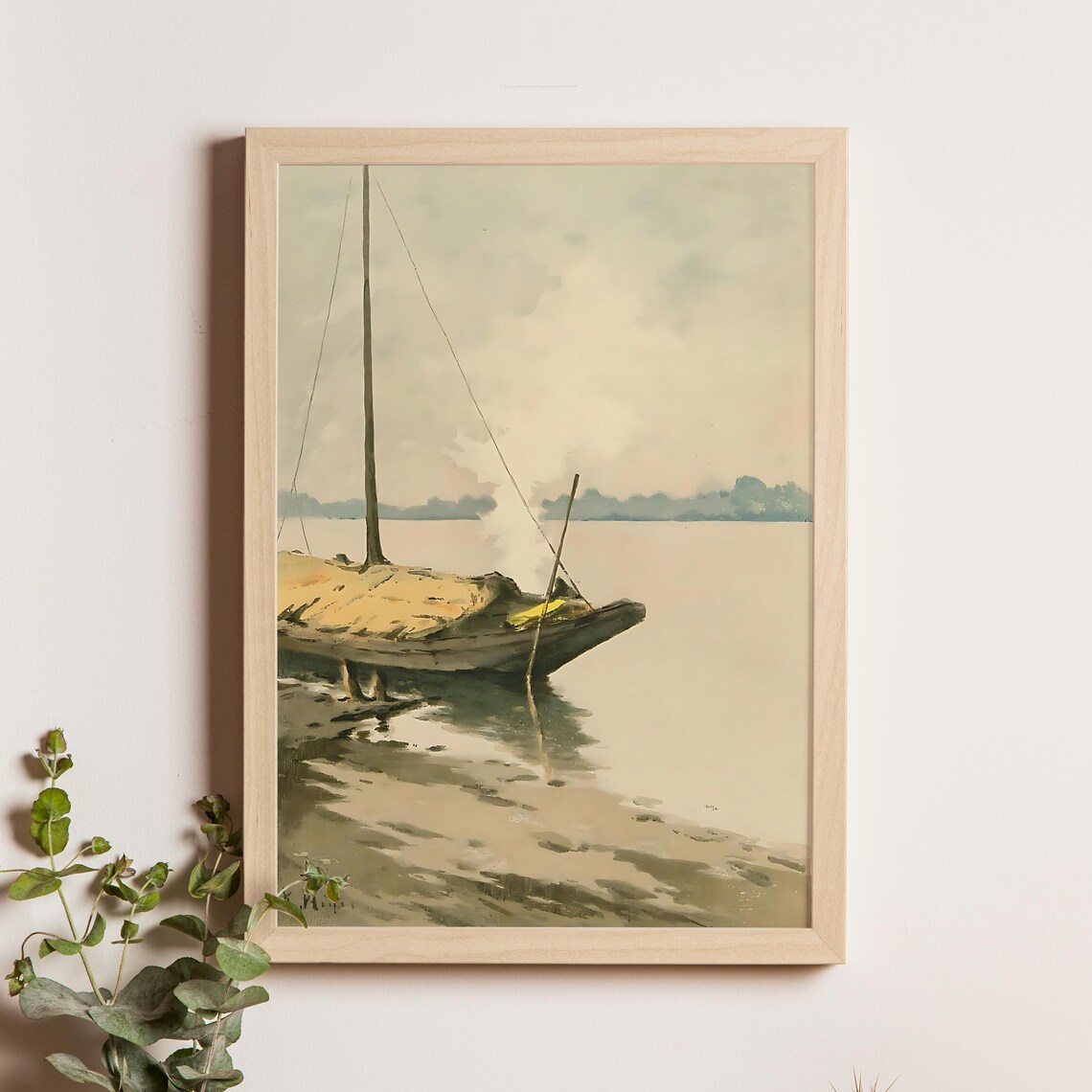 Katsumi Miyake Boat On The River Misty Morning 1930s Japanese Poster