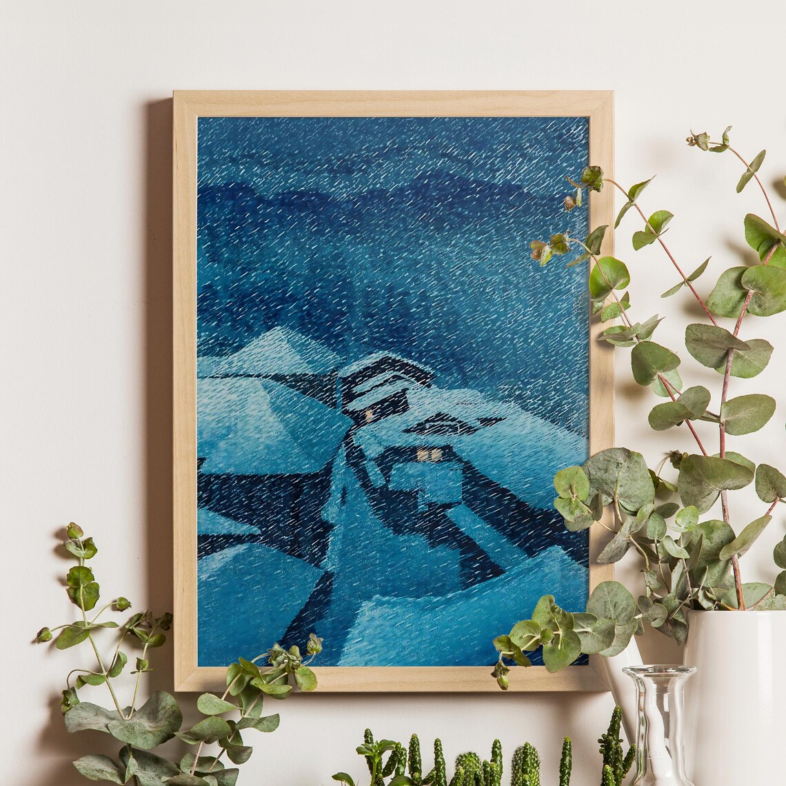 Kawase Hasui Shiobara Snowfall Night Street Vintage Woodblock Poster
