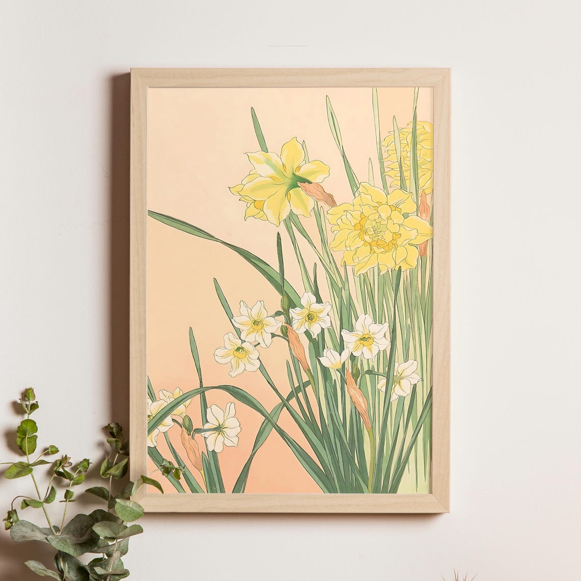 Nishimura Hodo 1937 Yellow Daffodils Japanese Botanical Art Poster