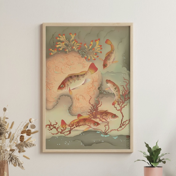 Rock Fish Mebaru Ohno Bakufu Print Japanese Ukiyoe Poster Vintage Nature Wall Art 1937 Artwork