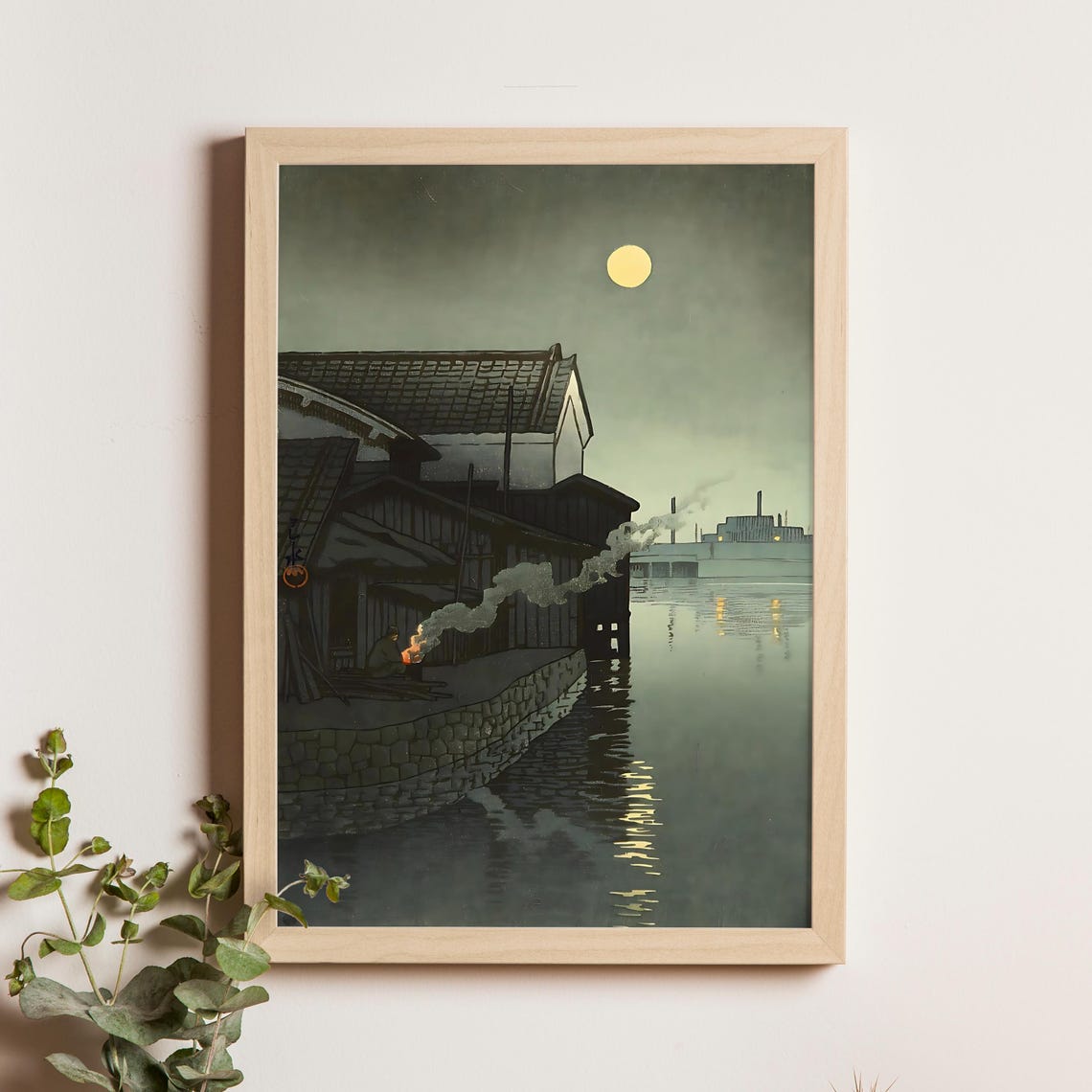 Kawase Hasui Daimotsu Moonlit Waterside Night 1940 Moon Poster