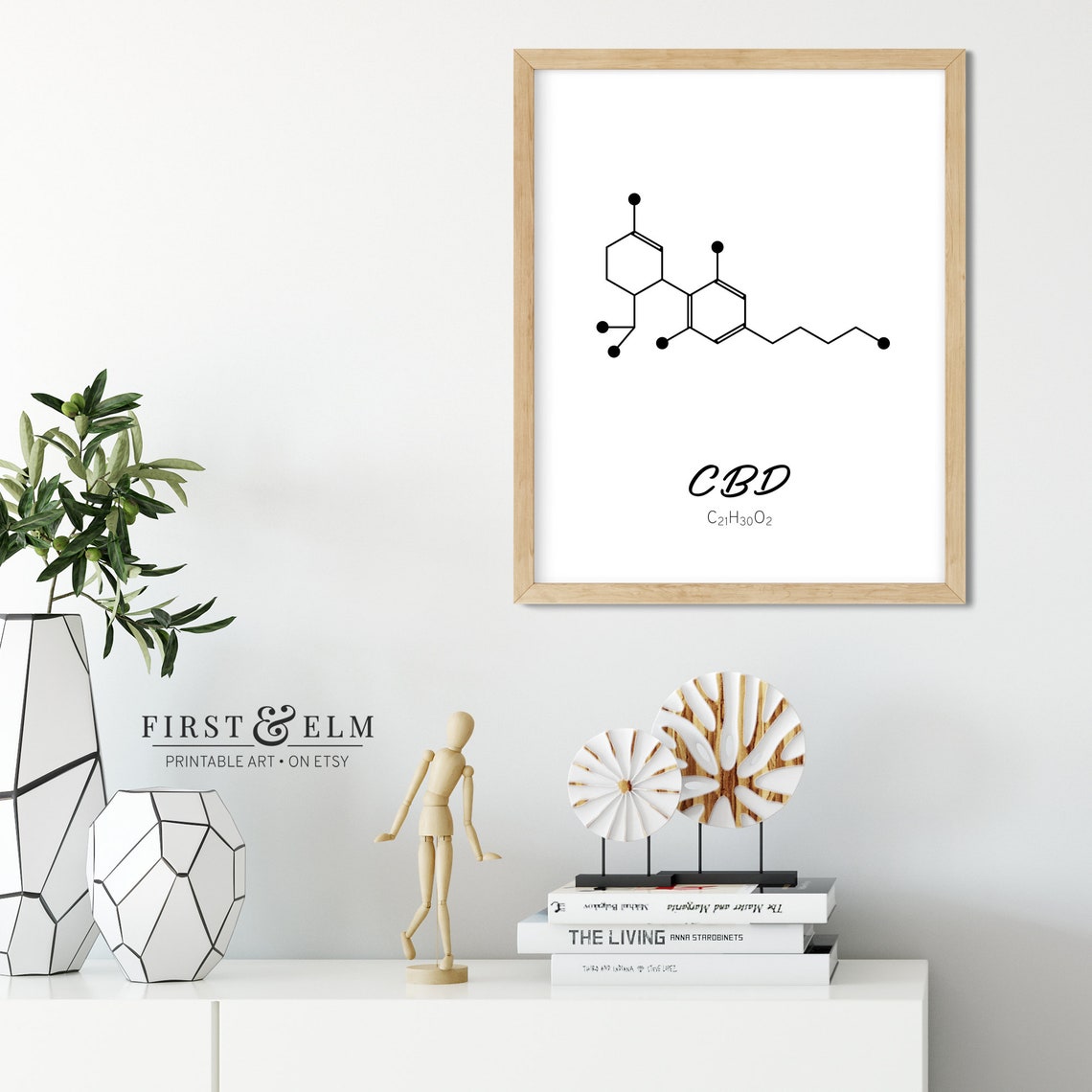 CBD Molecule Structure C21H30O2 Minimalist Chemistry Wall Poster - Image 3