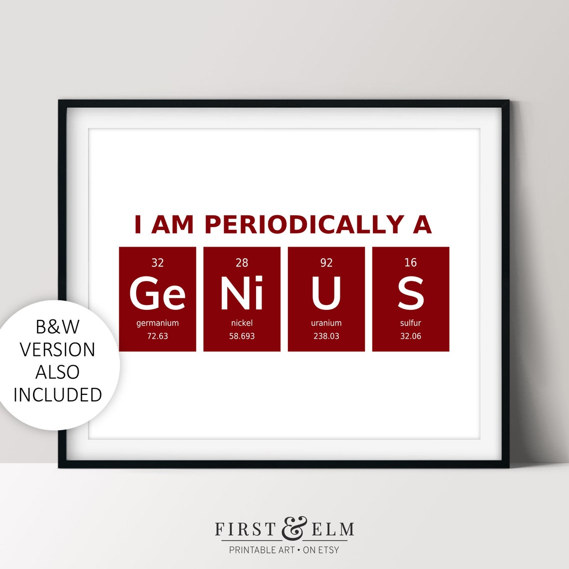 I Am Periodically A Genius Element Tiles Science Poster Nerdy Gift