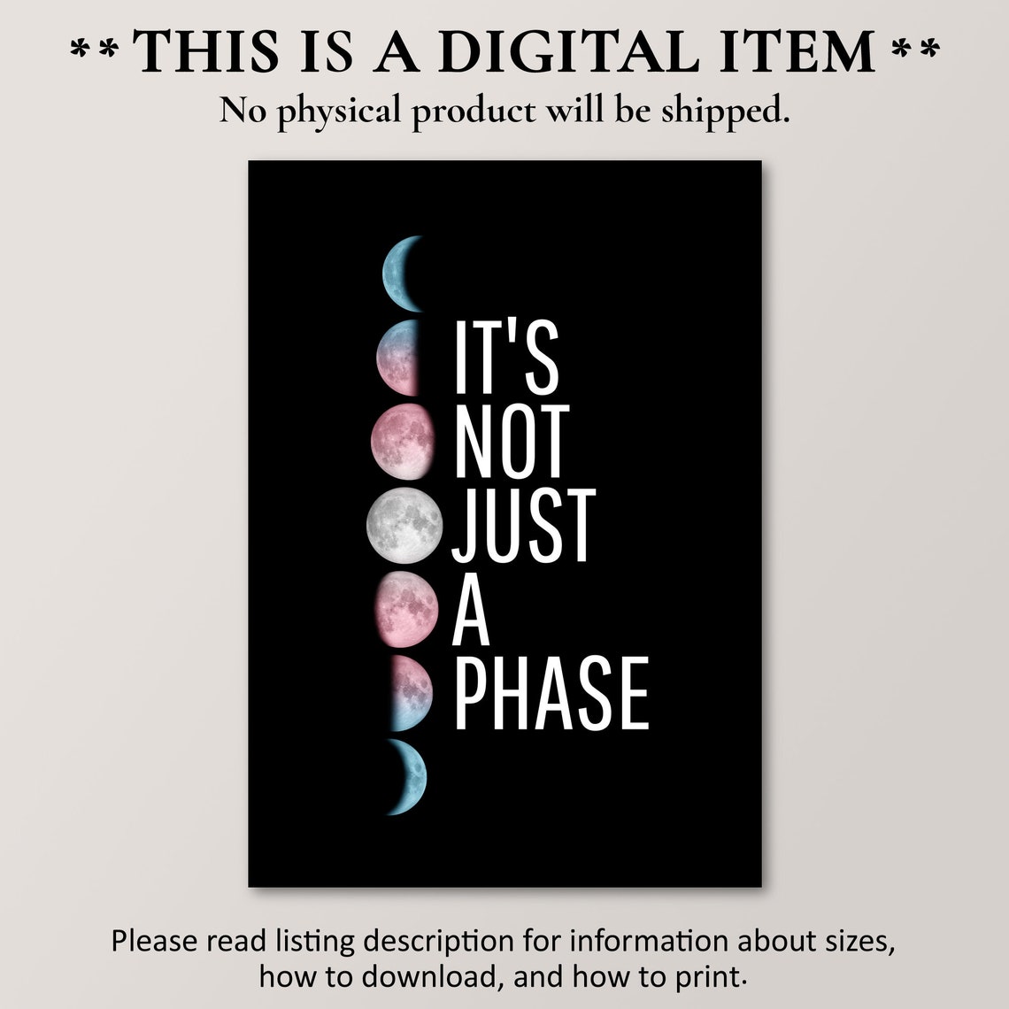 It's Not Just A Phase Moon Phases Trans Flag Pride Wall Poster - Image 2