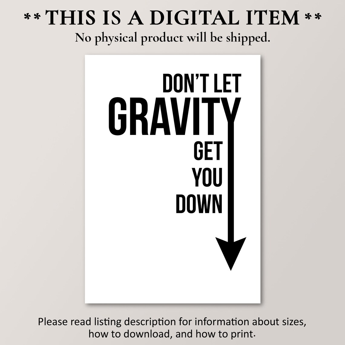 Dont Let Gravity Get You Down Funny Science Print Nerdy Home Dcor Instant - Image 2