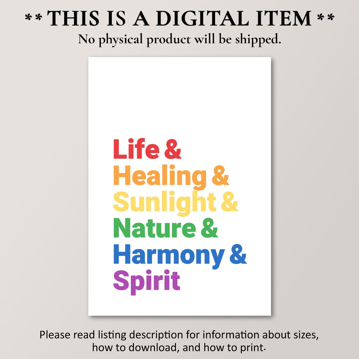 Rainbow Flag Color Meanings Life Healing Harmony LGBT Pride Art Print - Image 2