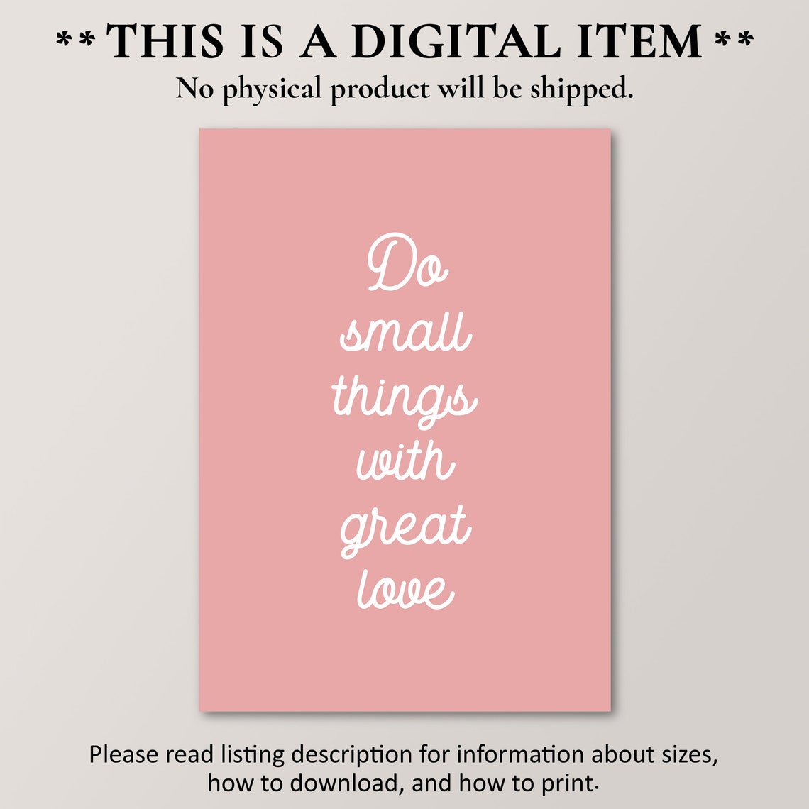 Do Small Things With Great Love Pink Script Quote Poster Decor - Image 2
