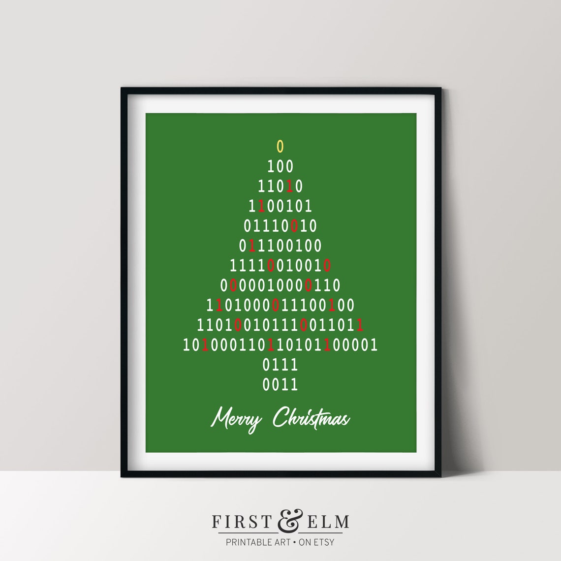 Binary Code Christmas Tree Merry Christmas Fun Nerdy Tech Poster