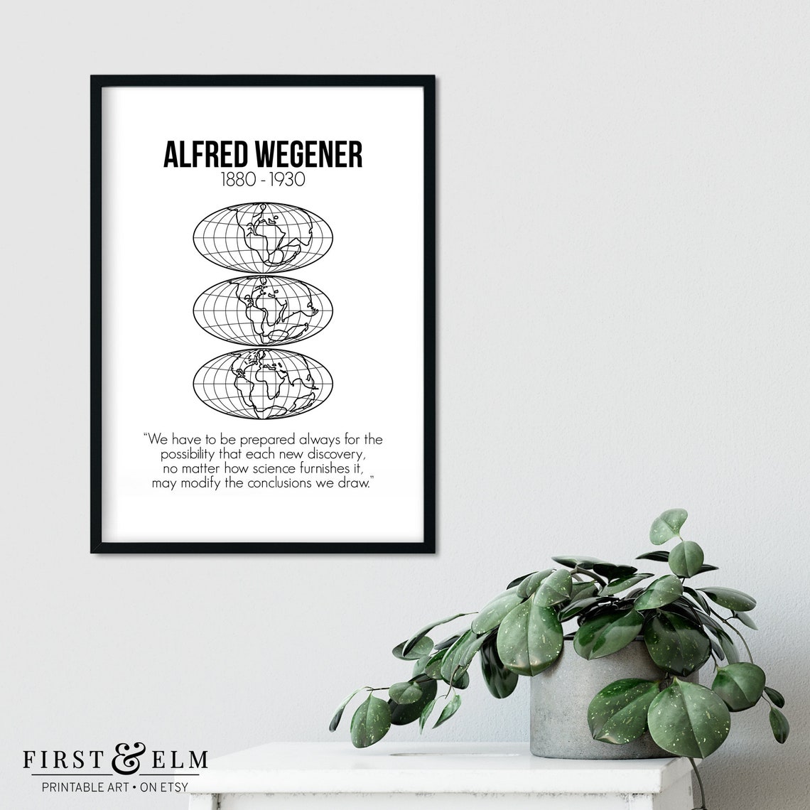 Alfred Wegener 1880 1930 Continental Drift Geologist Quote Art Print - Image 2