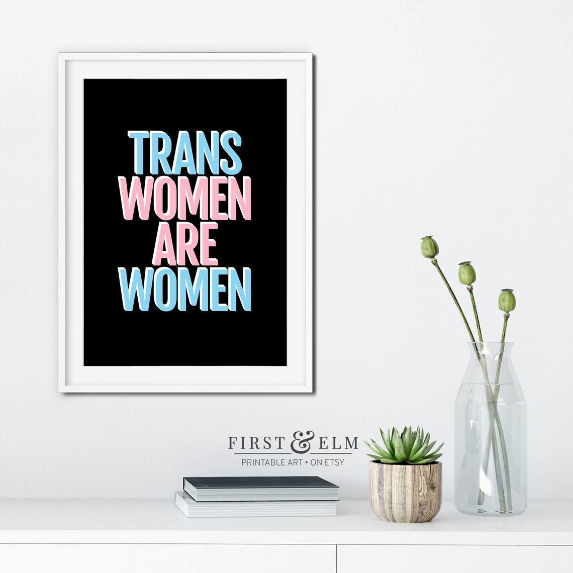 Trans Women Are Women Pride Trans Flag Colors LGBTQ Support Poster - Image 3