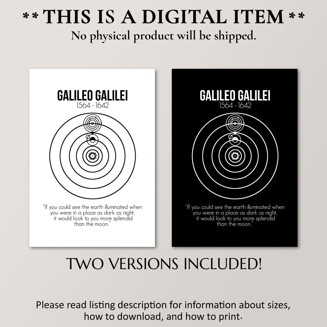 Galileo Galilei 1564-1642 Heliocentric Orbit Astronomy Wall Poster - Image 2