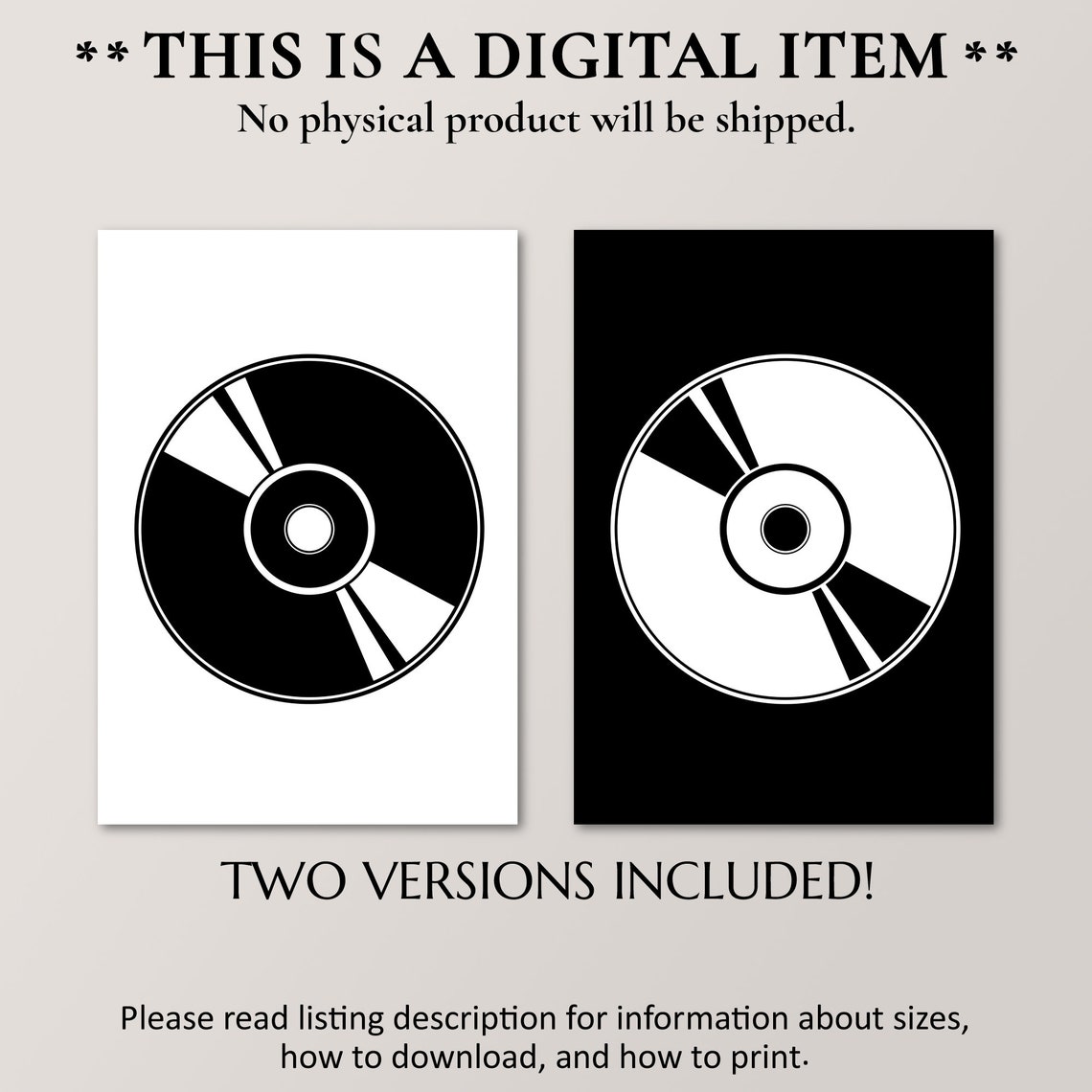 Minimalist CD Disc Black and White Music Room Modern Graphic Poster - Image 4