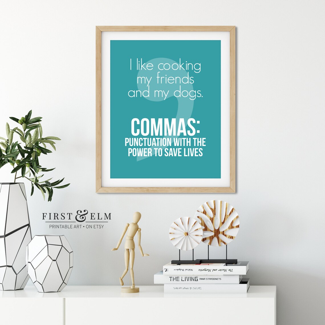 Commas Save Lives Funny Punctuation Poster English Classroom Sign Nerdy Home Decor - Image 2