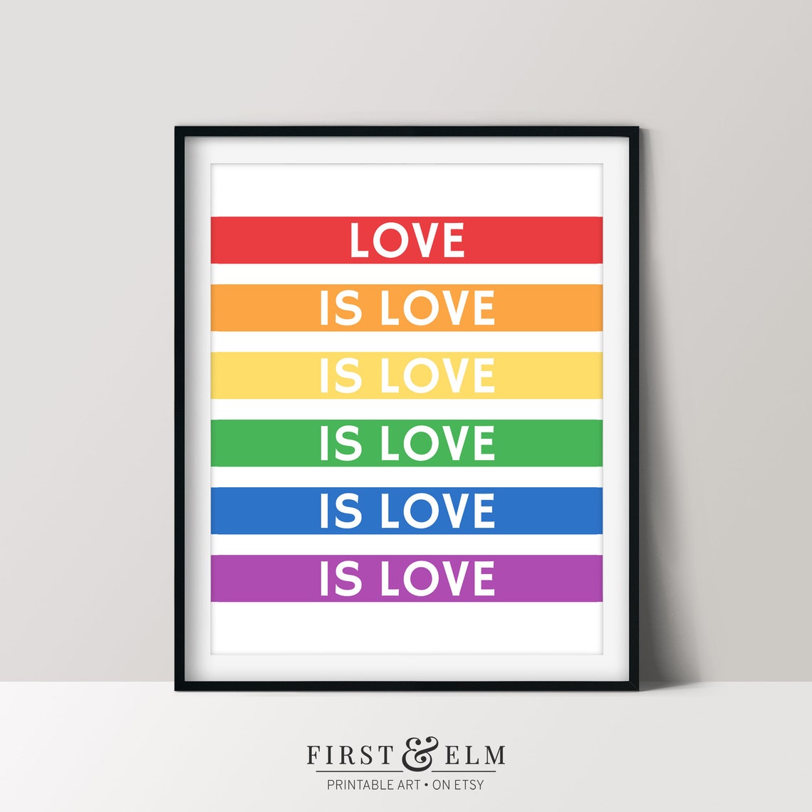 Love Is Love Bold Rainbow Pride Flag Stripes Typography Poster