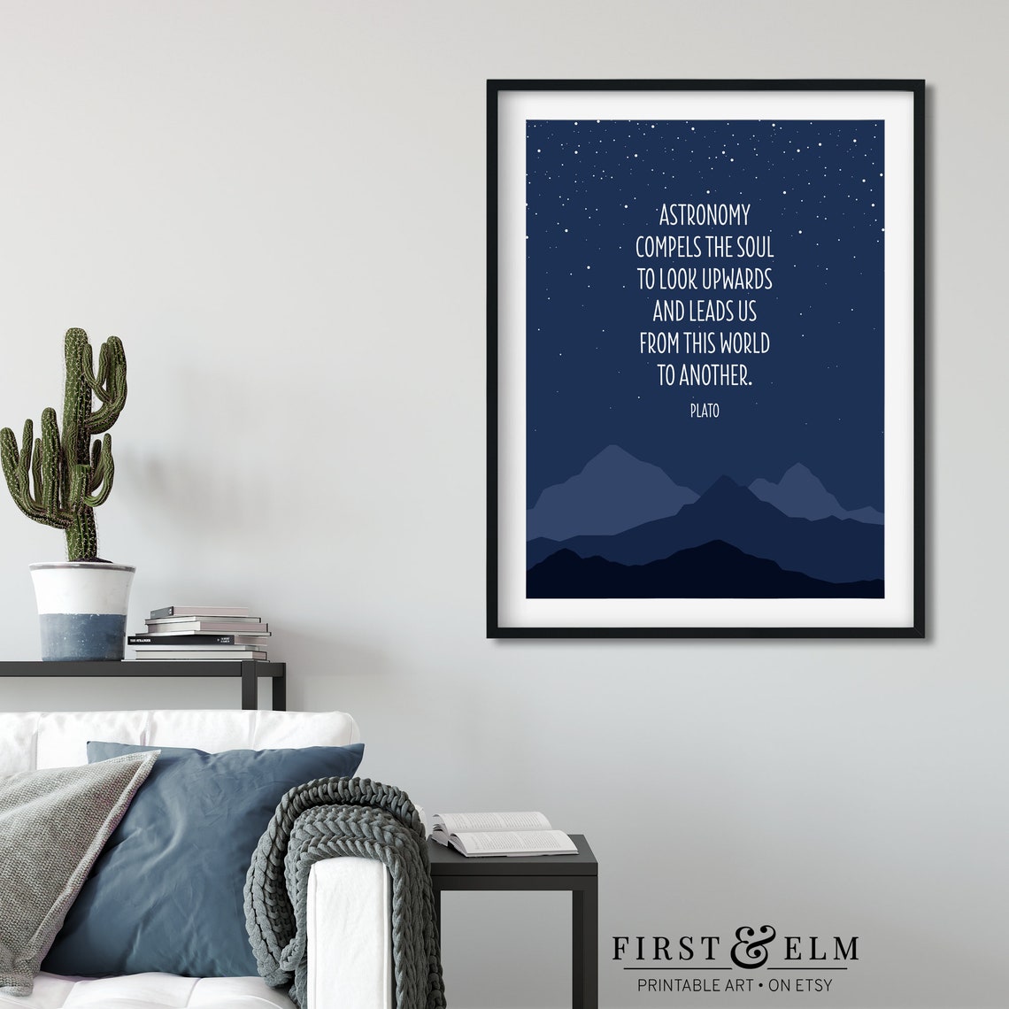 Astronomy Plato Quote Starry Night Sky Mountains Inspirational Print - Image 3
