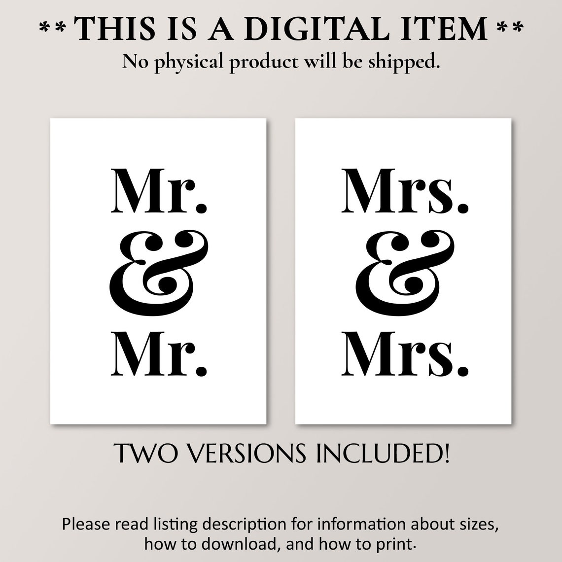 Mrs and Mrs Wedding Sign LGBTQ Pride Couple Decor Minimalist Poster - Image 4