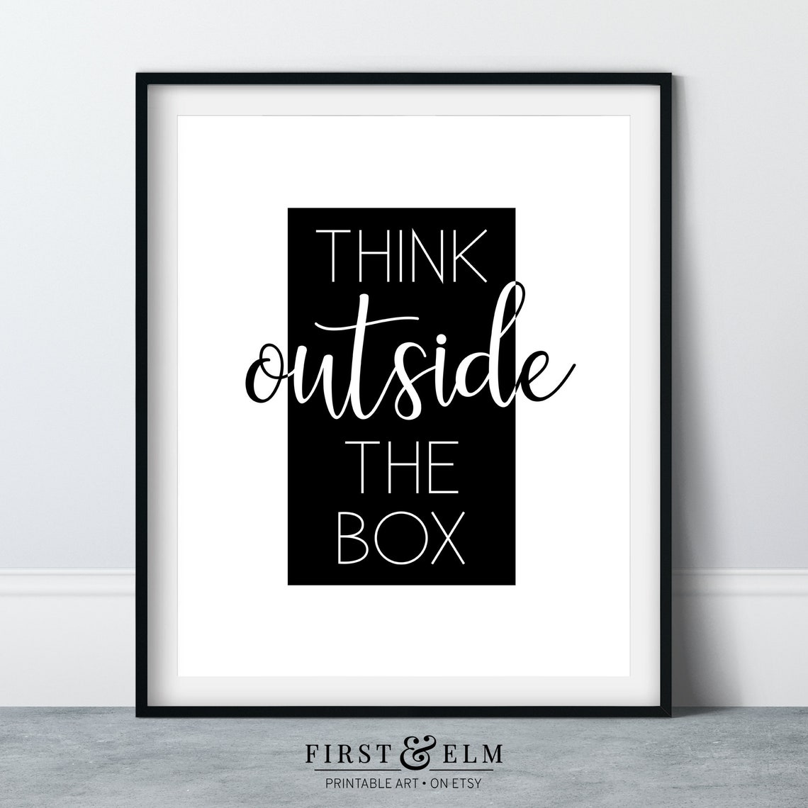 Think Outside The Box Motivational Quote Black Rectangle Art Poster - Image 2