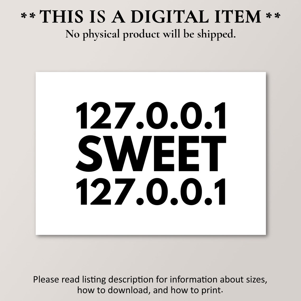 127001 Sweet 127001 Funny Localhost Computer Nerd Minimalist Poster - Image 4
