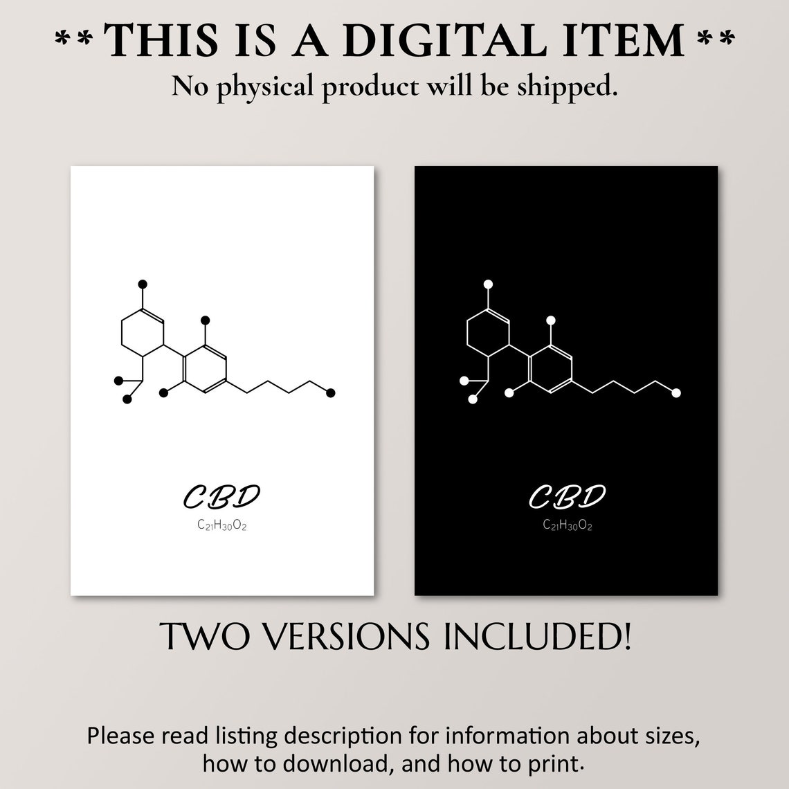 CBD Molecule Structure C21H30O2 Minimalist Chemistry Wall Poster - Image 4