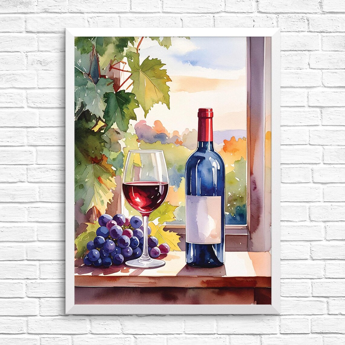 Wine Wall Art, Kitchen Farmhouse Style Poster