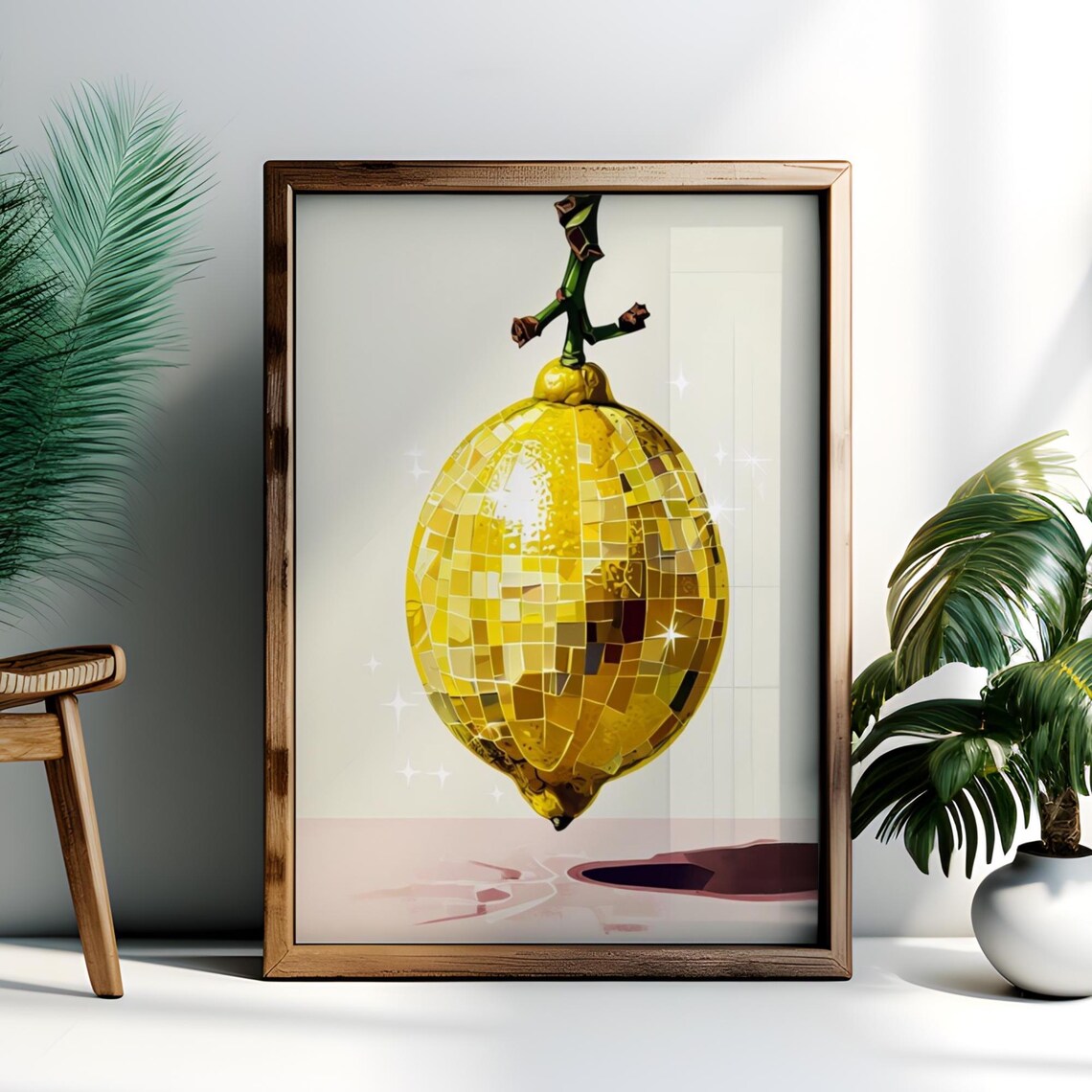 Lemon Disco Ball Poster, Retro Kitchen Decor - Image 2