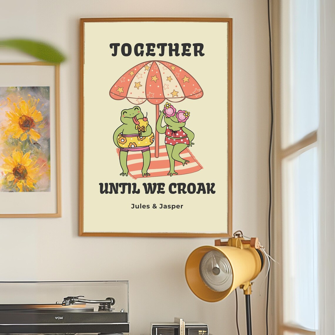 Cute Frog Couple Retro Love Poster