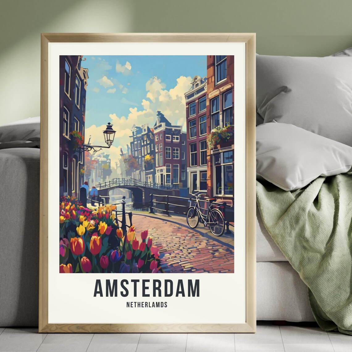 Amsterdam Holland Travel Poster, Canal Wall Decor - Image 4