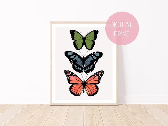 Boho Butterfly Wall Art Neutral Butterfly Print Wall Print Wall Art Decor Butterfly Art Monarch Boho Decor Neutral Decor