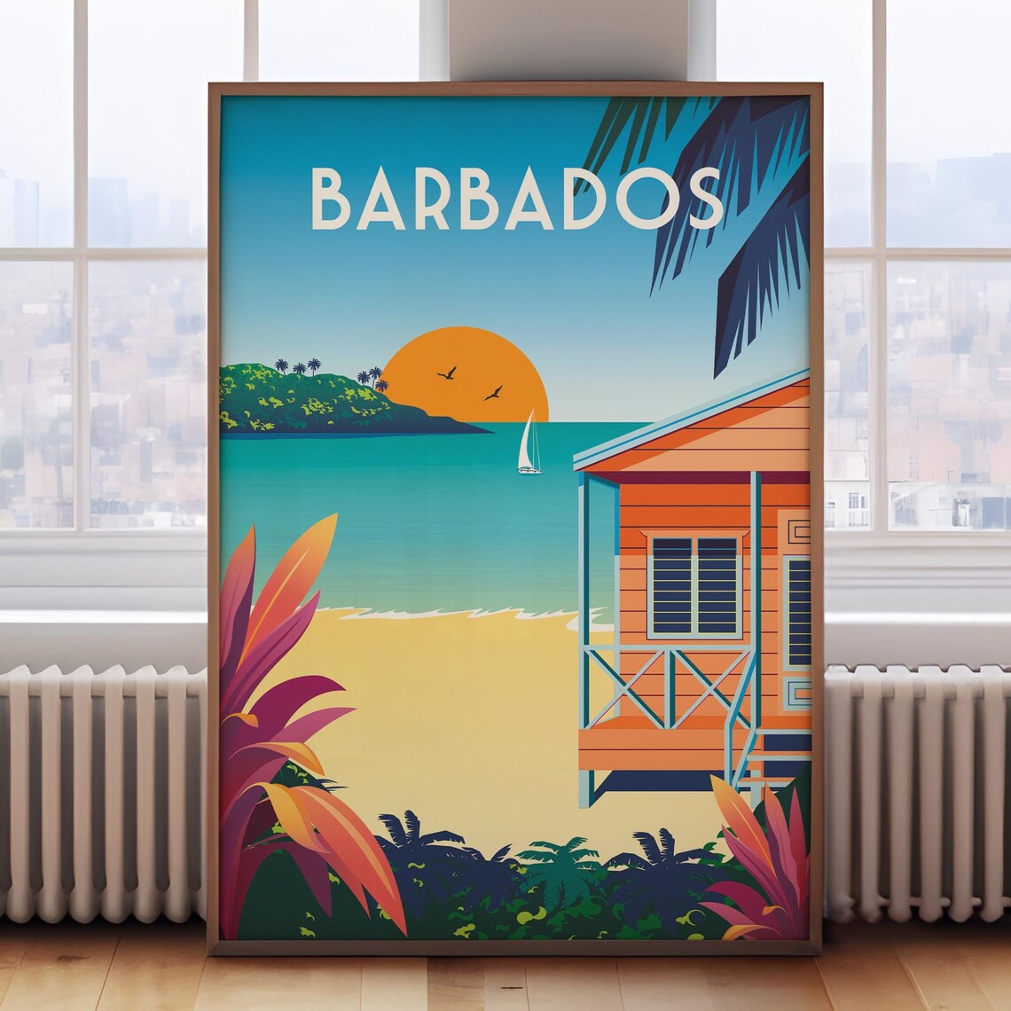 Barbados Retro Travel Poster, Barbados Wall Art