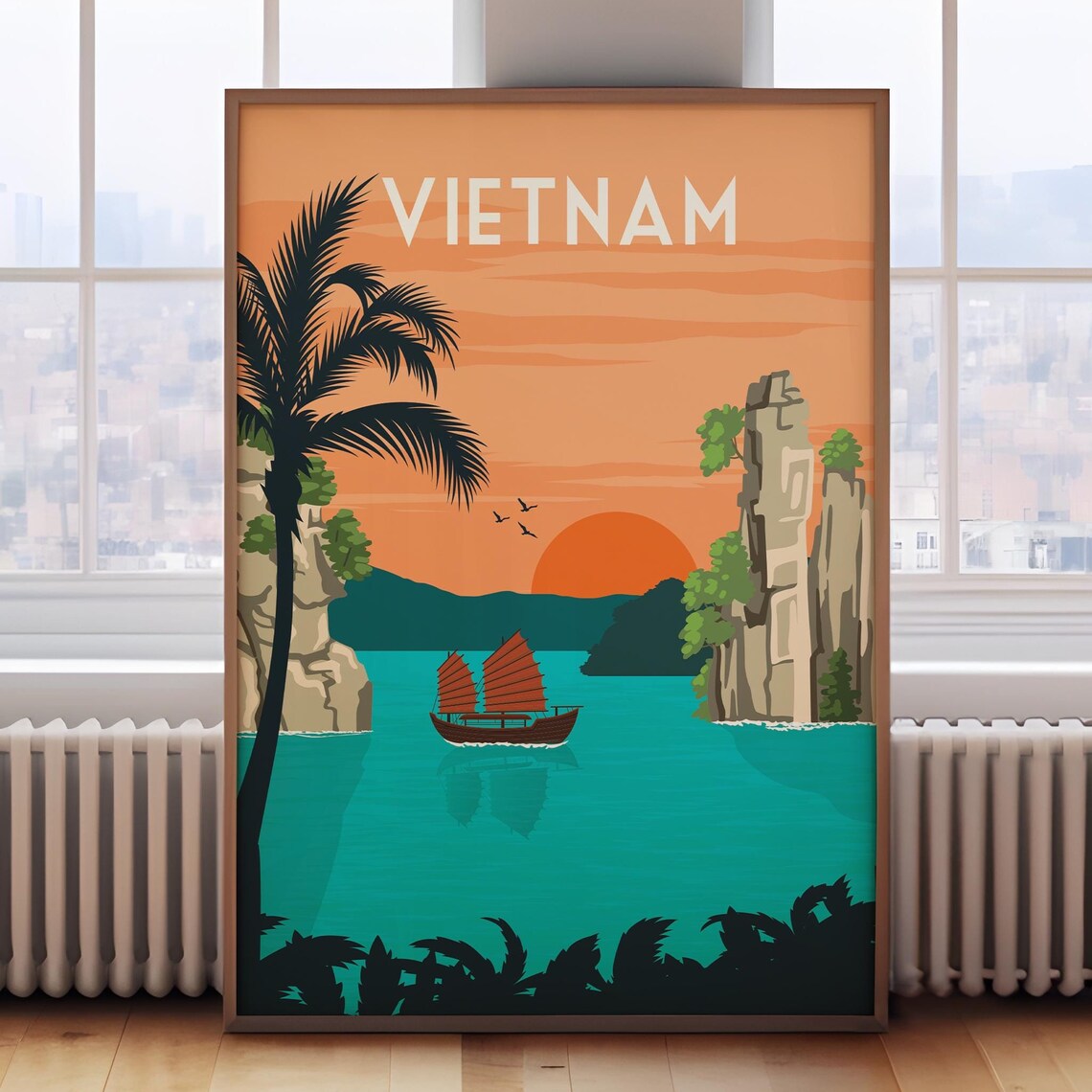 Halong Bay Vietnam Retro Travel Poster Art Print