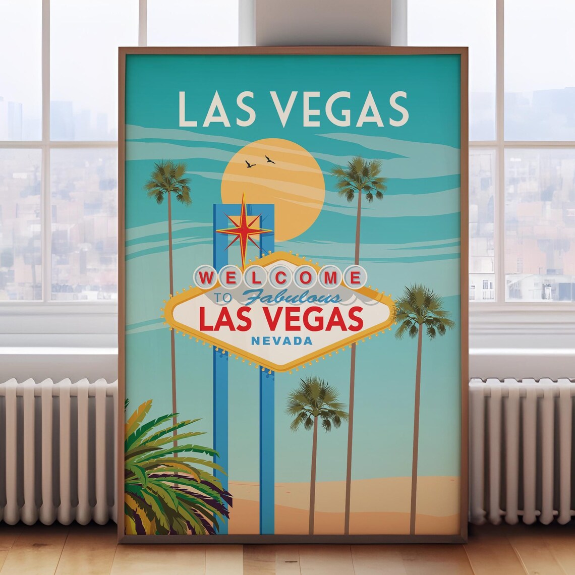 Las Vegas Retro Travel Poster, Nevada Wall Art