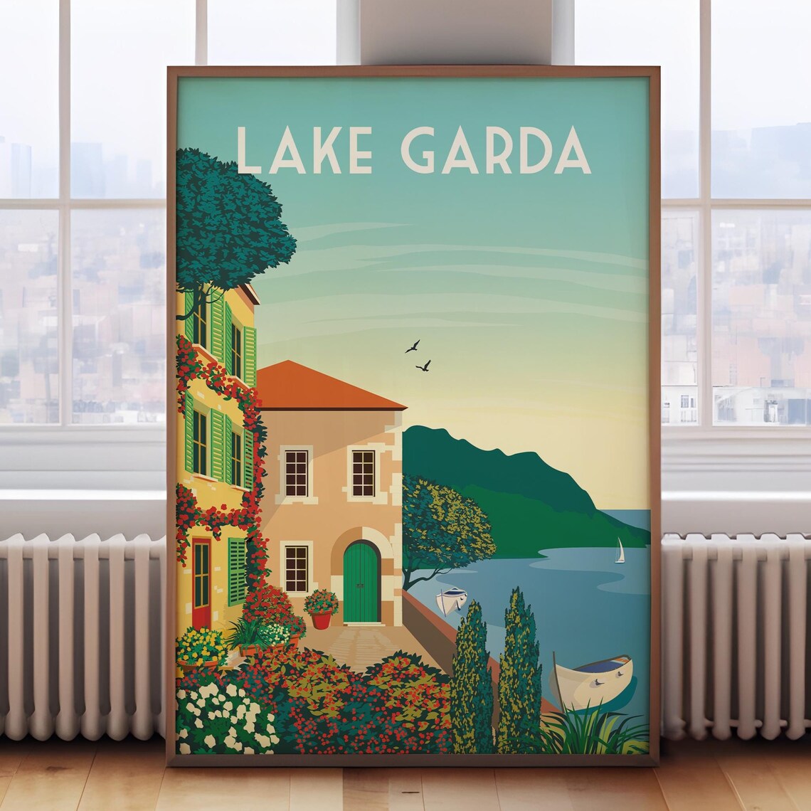 Lake Garda Travel Poster, Italy Travel Art Print