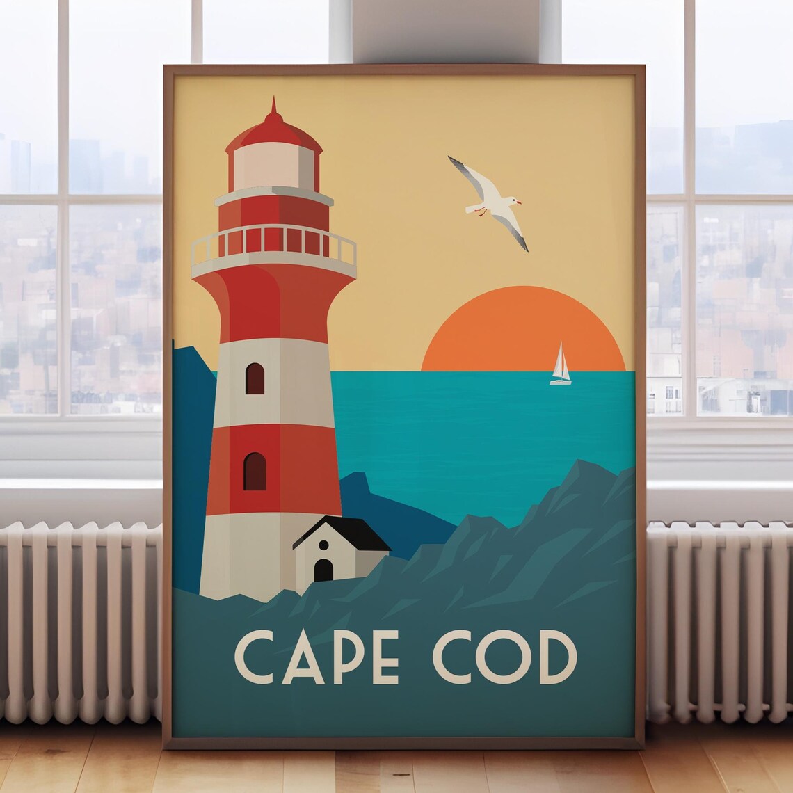 Cape Cod Retro Travel Poster, Massachusetts