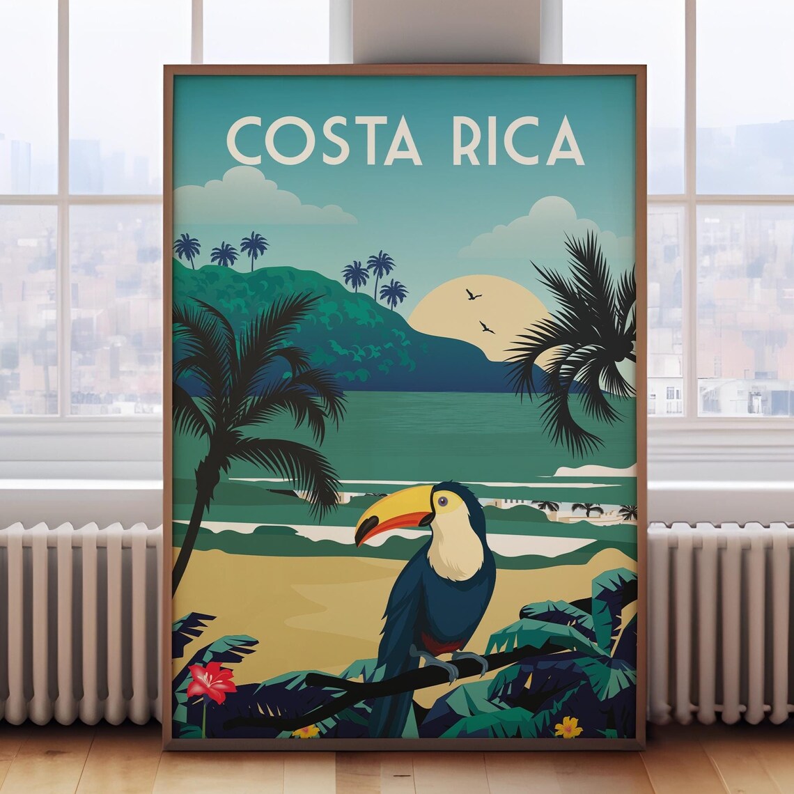 Retro Costa Rica Travel Poster, Vintage Style Art Print
