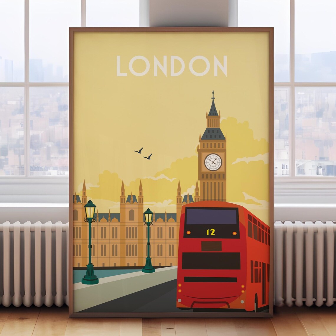 London Retro Travel Poster, London Wall Art Print