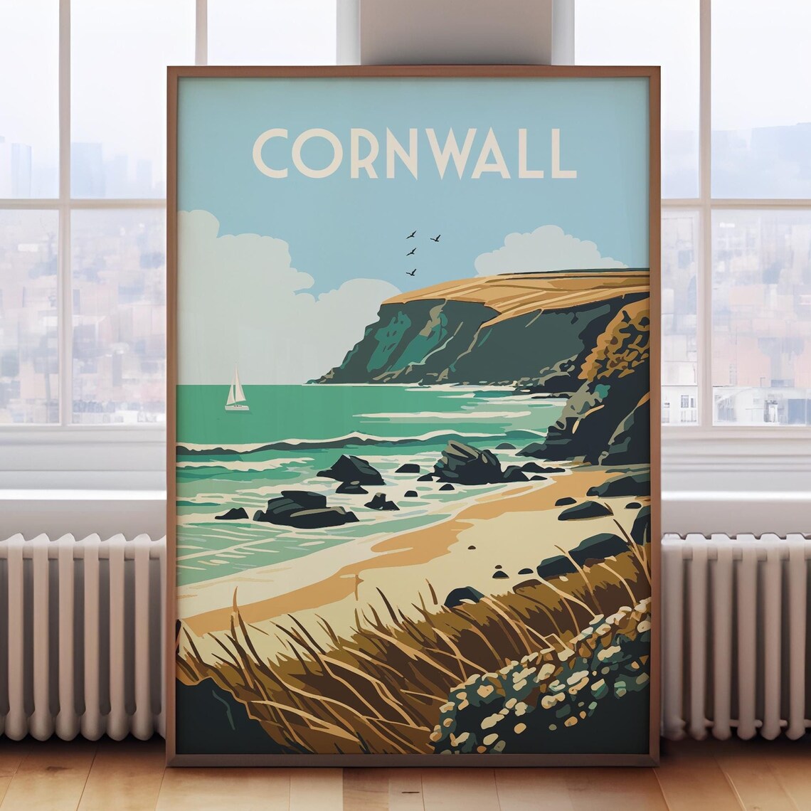 Cornwall Travel Poster, Retro Cornwall Art Print