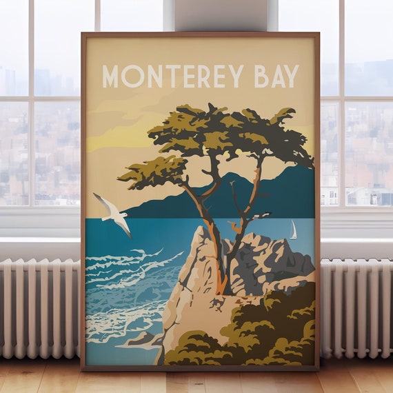 Monterey Bay Travel Poster, California Art Print