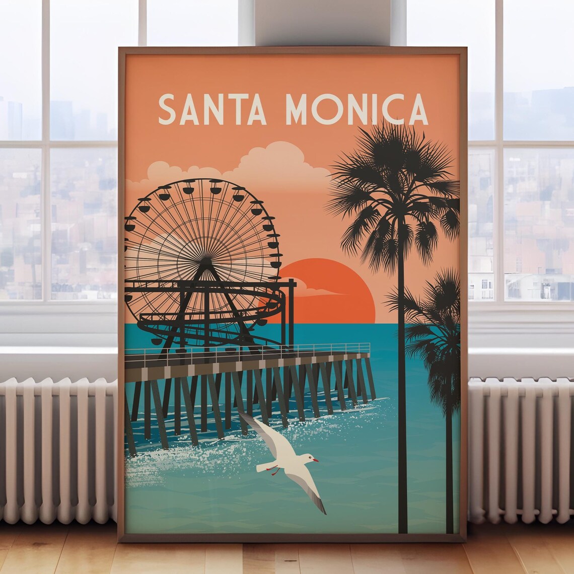 Santa Monica Travel Poster, California Wall Art
