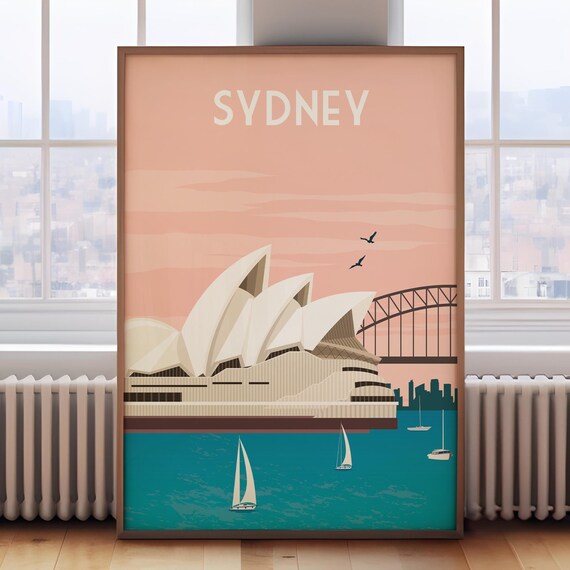 Sydney Retro Travel Poster, Australia Wall Art Print