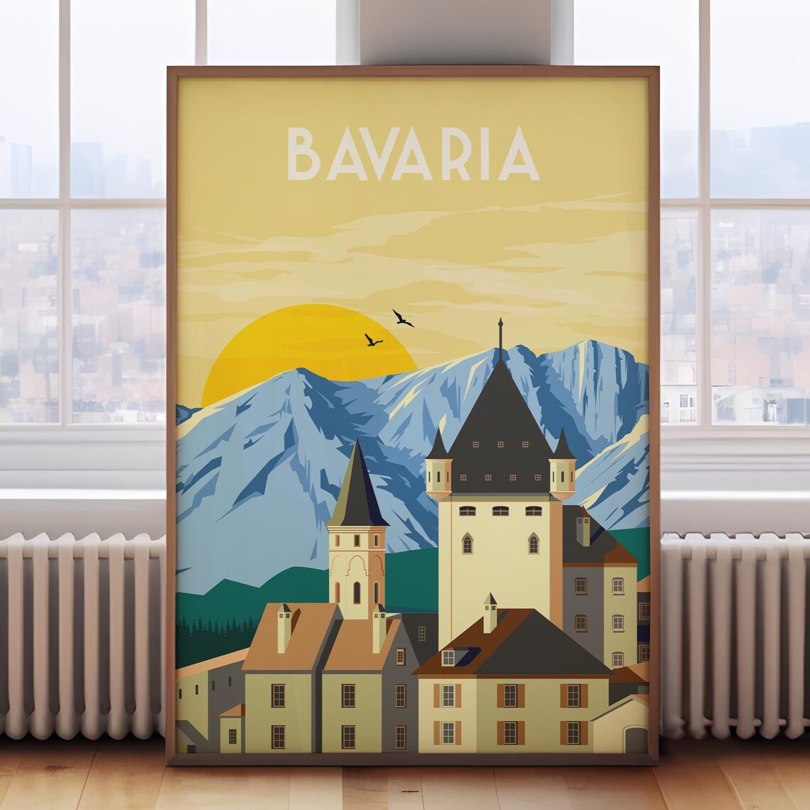 Bavaria Retro Travel Poster, Germany Travel Print