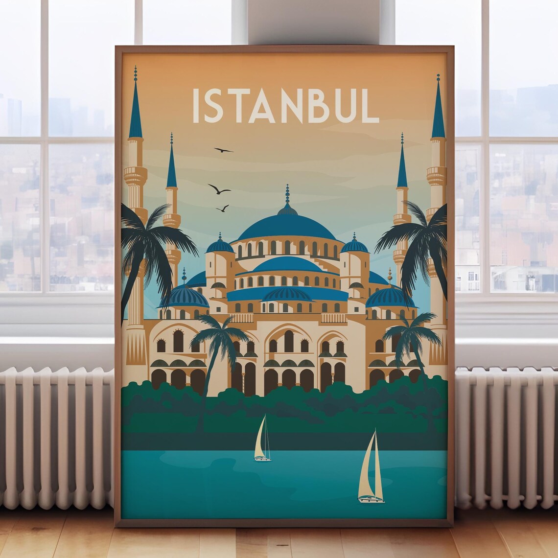 Istanbul Retro Travel Poster, Vintage Istanbul Art Print