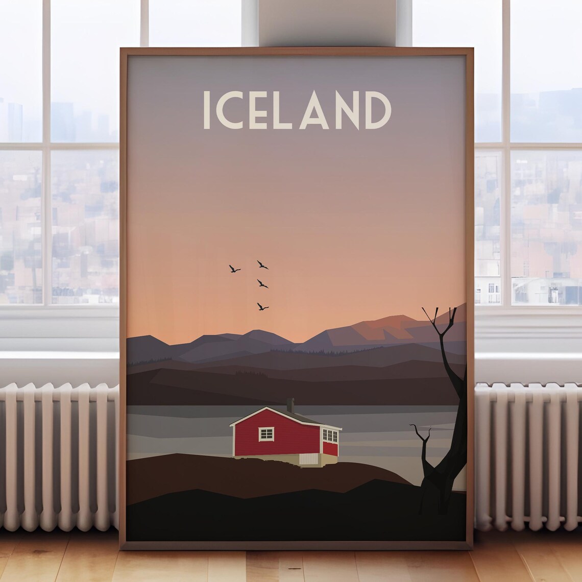 Iceland Retro Travel Poster, Icelandic Wall Art