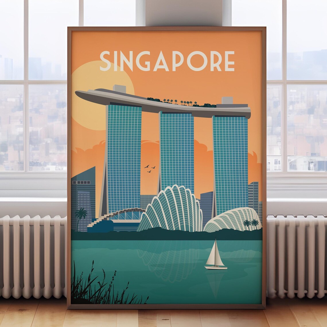 Singapore Retro Travel Poster, Asia Art Print