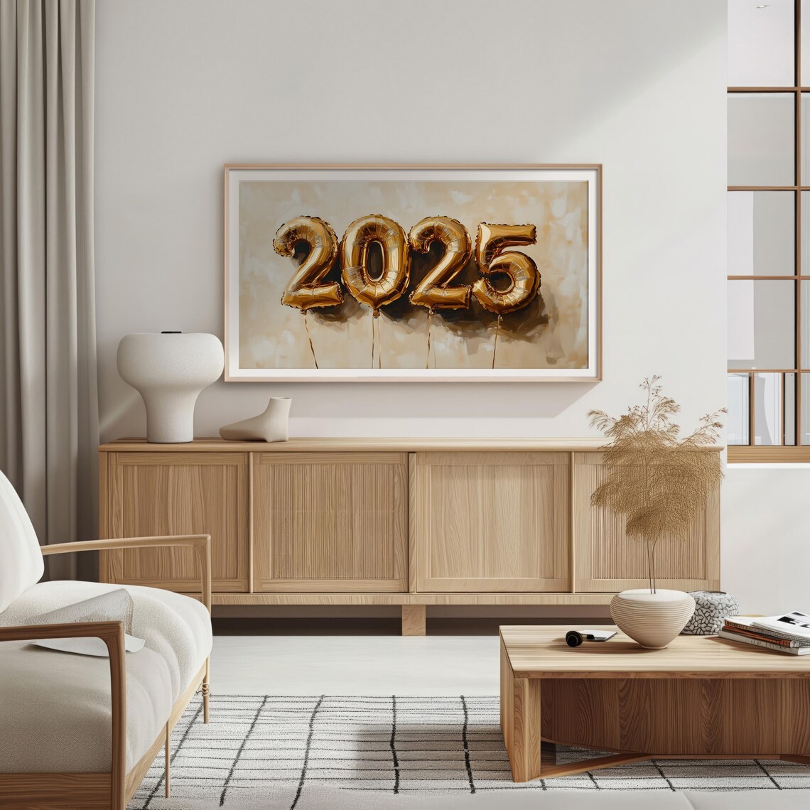 Gold Foil 2025 Balloons New Year Celebration Party Wall Art Poster - Image 2