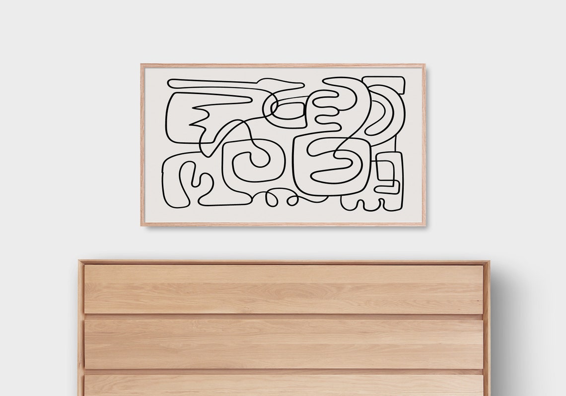 Minimalist Black Continuous Line Art Abstract Modern Wall Art - Image 2