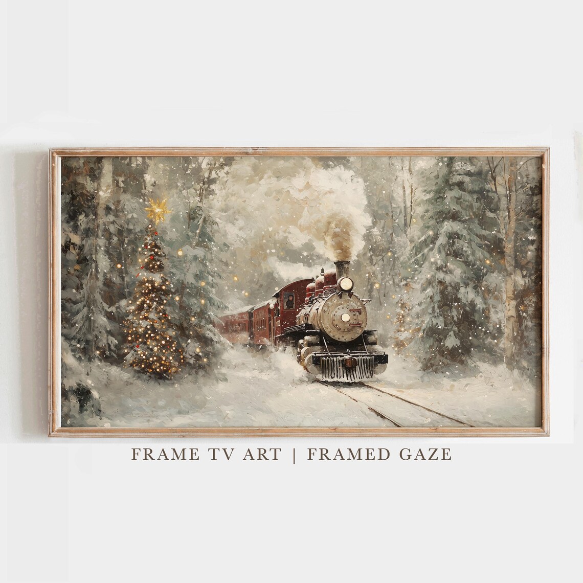 Christmas Train Winter Art Print, Holiday Decor